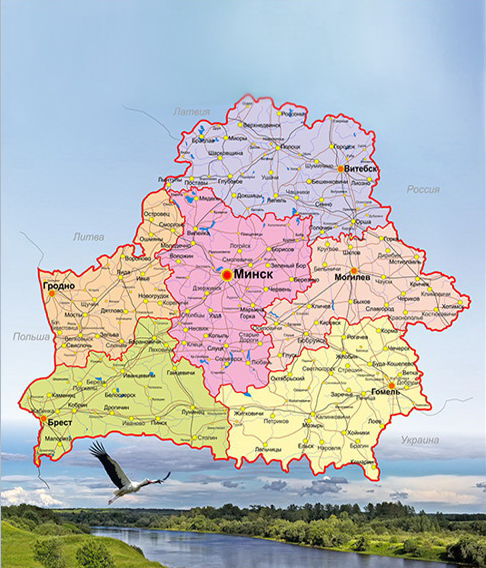 Карта Беларуси УВО (вузы) Беларуси